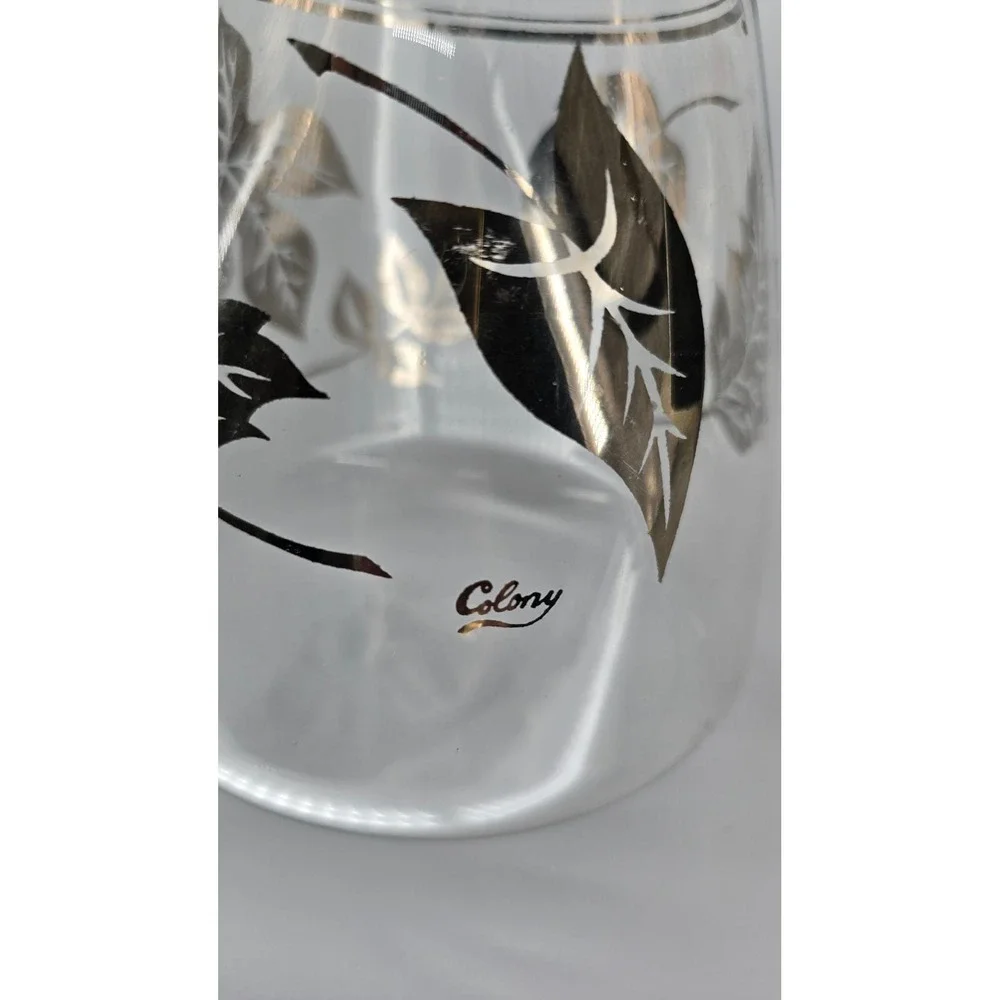 Vintage Colony‎ Silver Leaf Glass Coffee Carafe Heatproof MCM Server USA Chrome